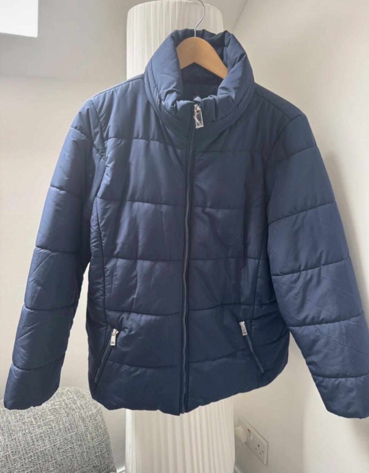 Ladies Navy Quilt Jacket with hood