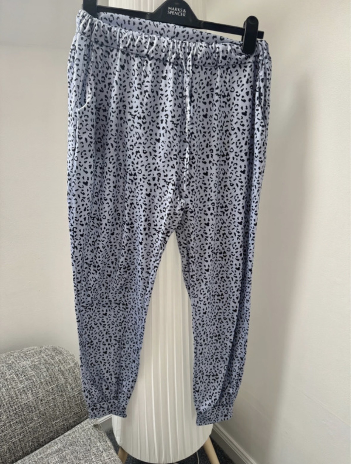 Grey animal print trousers