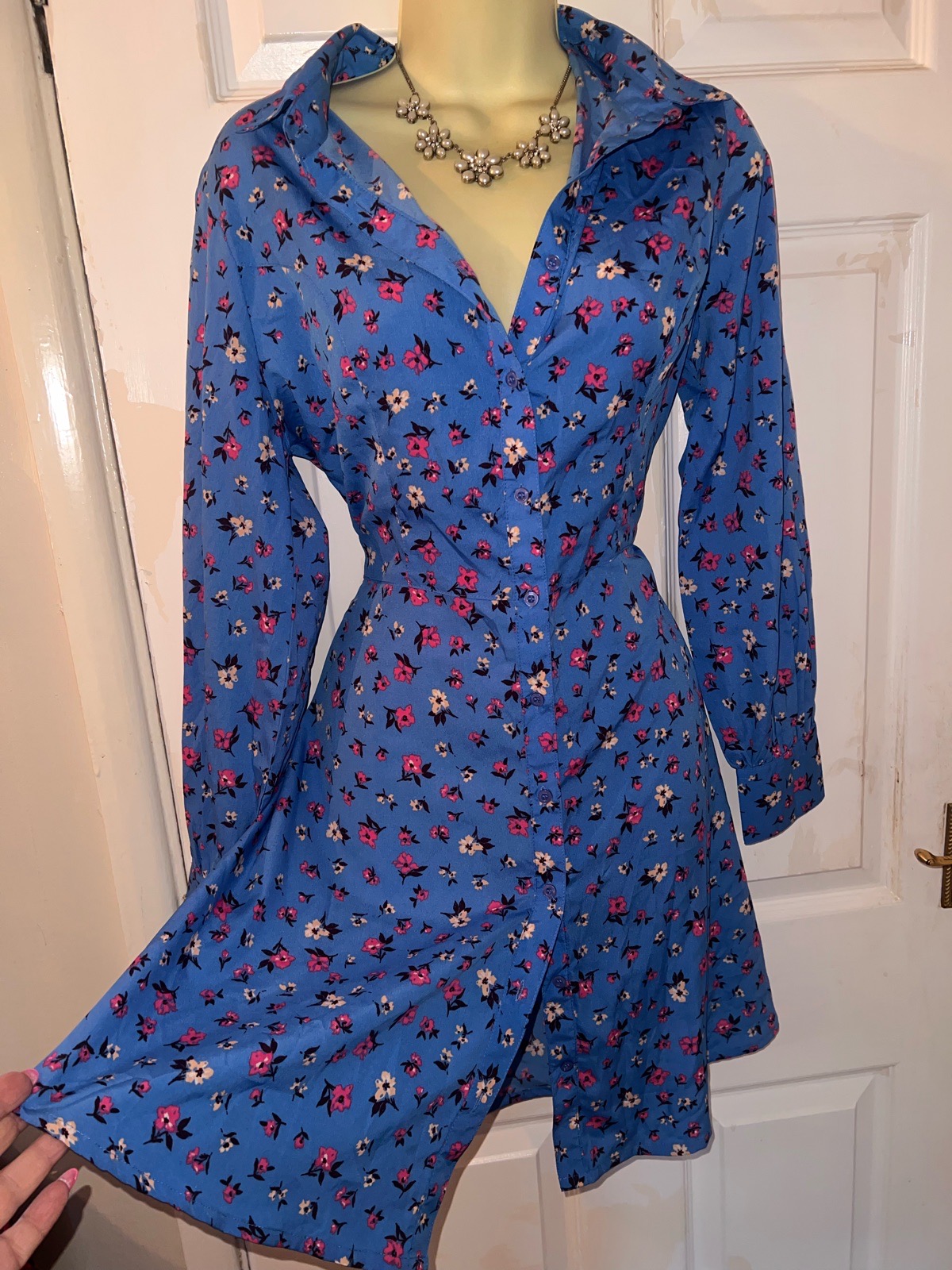 New look blue vintage look dress size 12 new