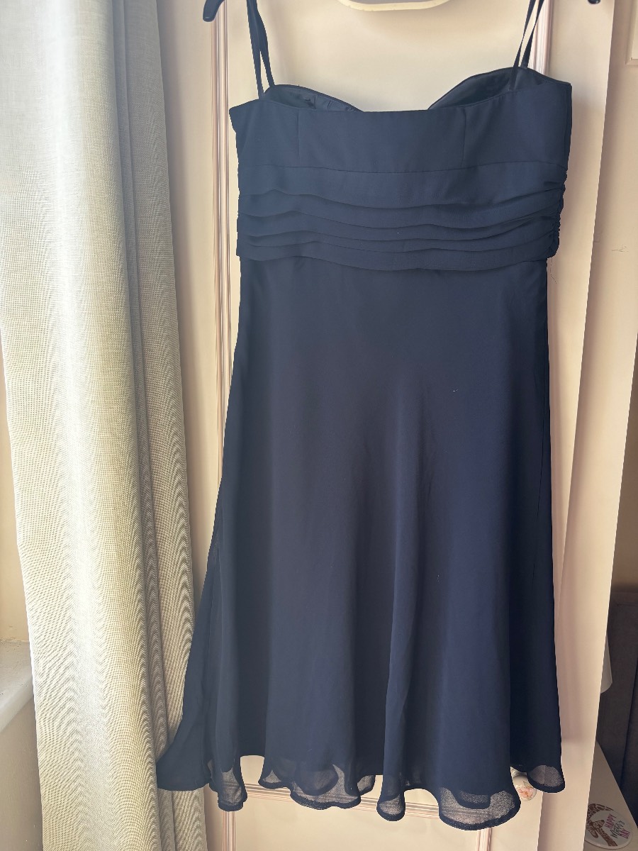 Début Navy Blue Chiffon Occasion strapless Dress | UK Size 12