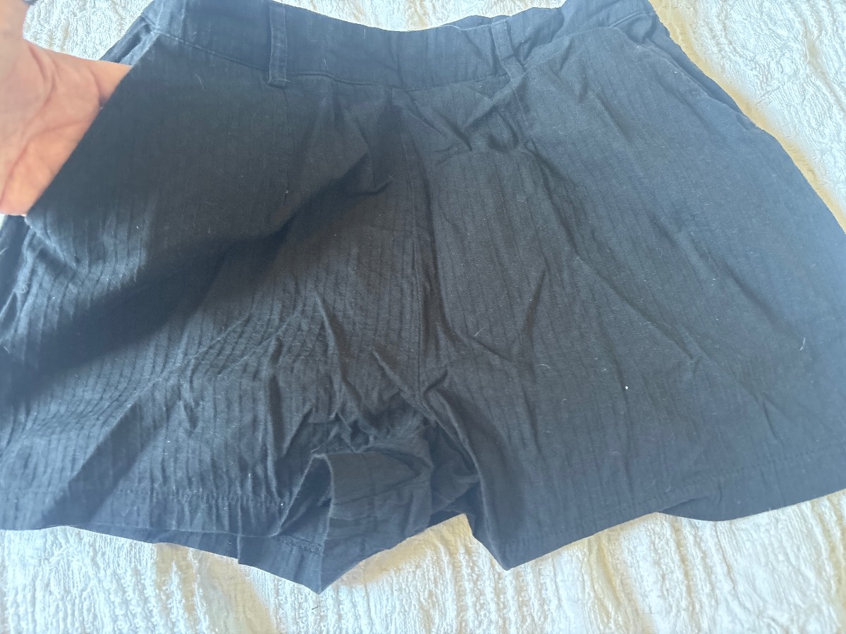 Solid Black pin stripes cotton shorts size medium