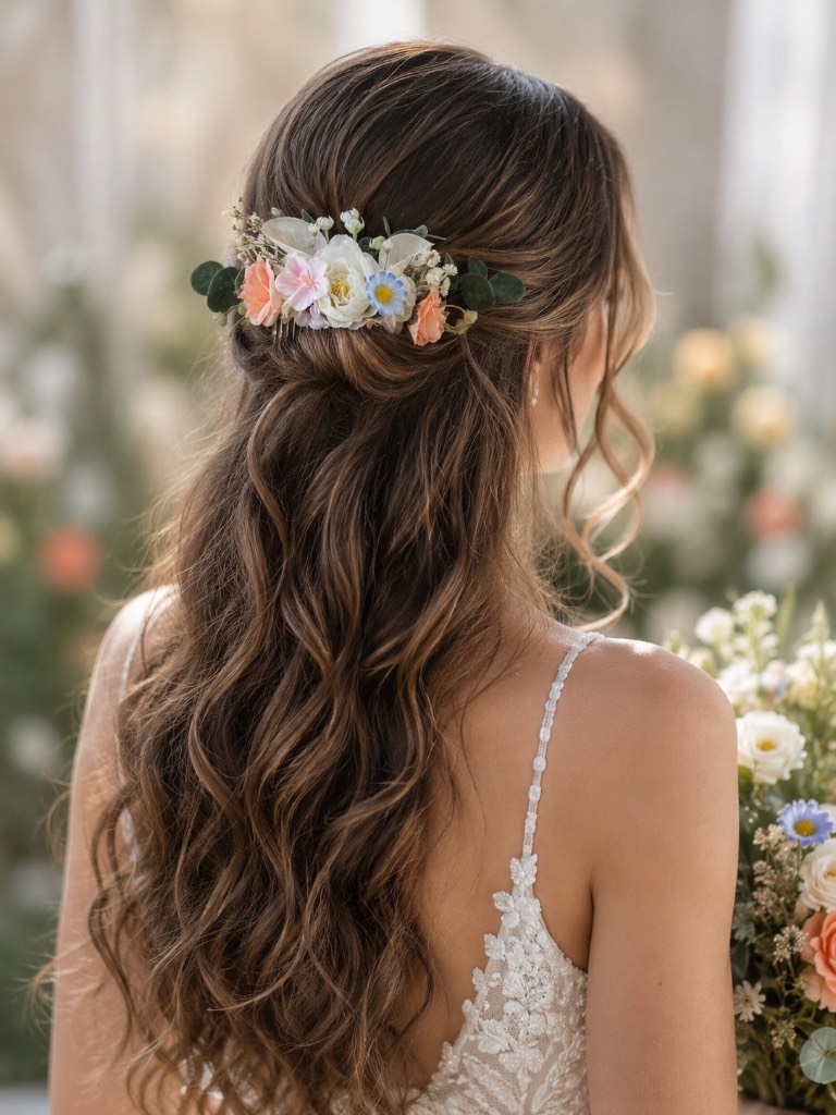 Pastel floral hair comb