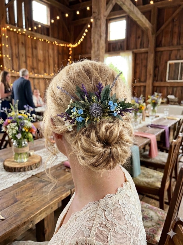 Scottish themed thistle hair comb