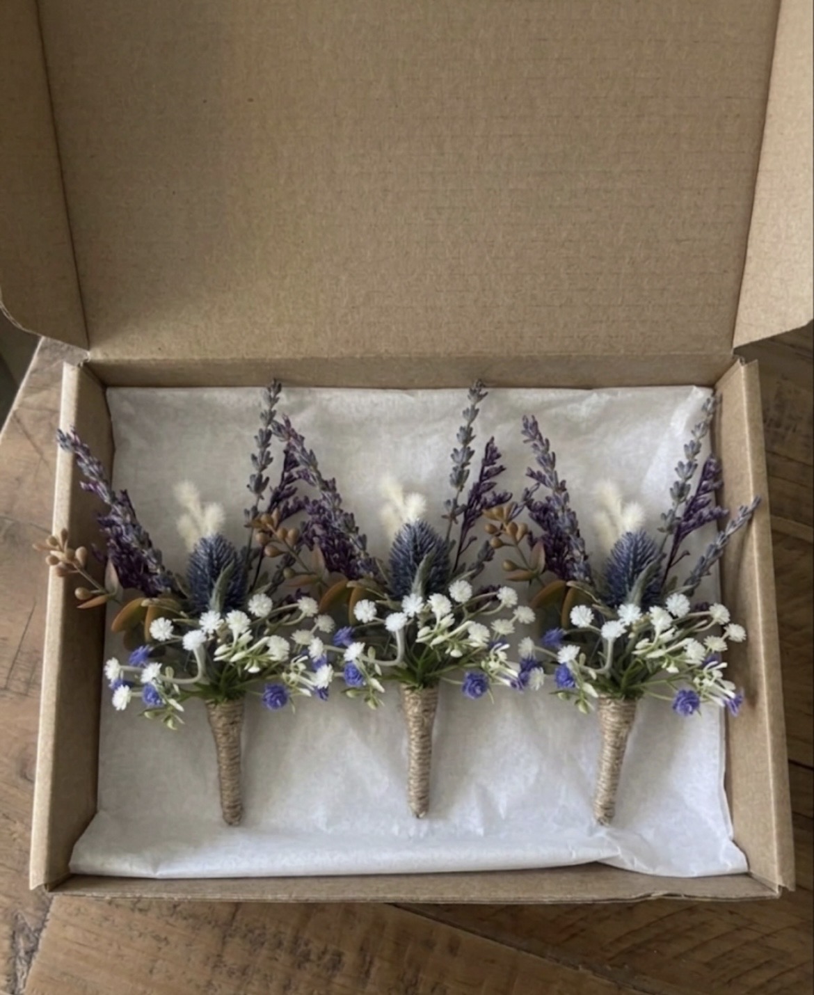 3 Scottish themed thistle boutonnières