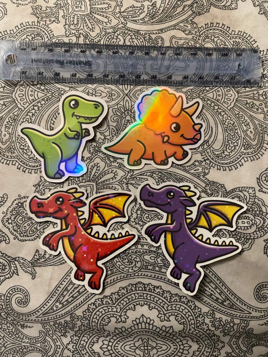 Holographic Stickers: Dinosaurs and Dragons