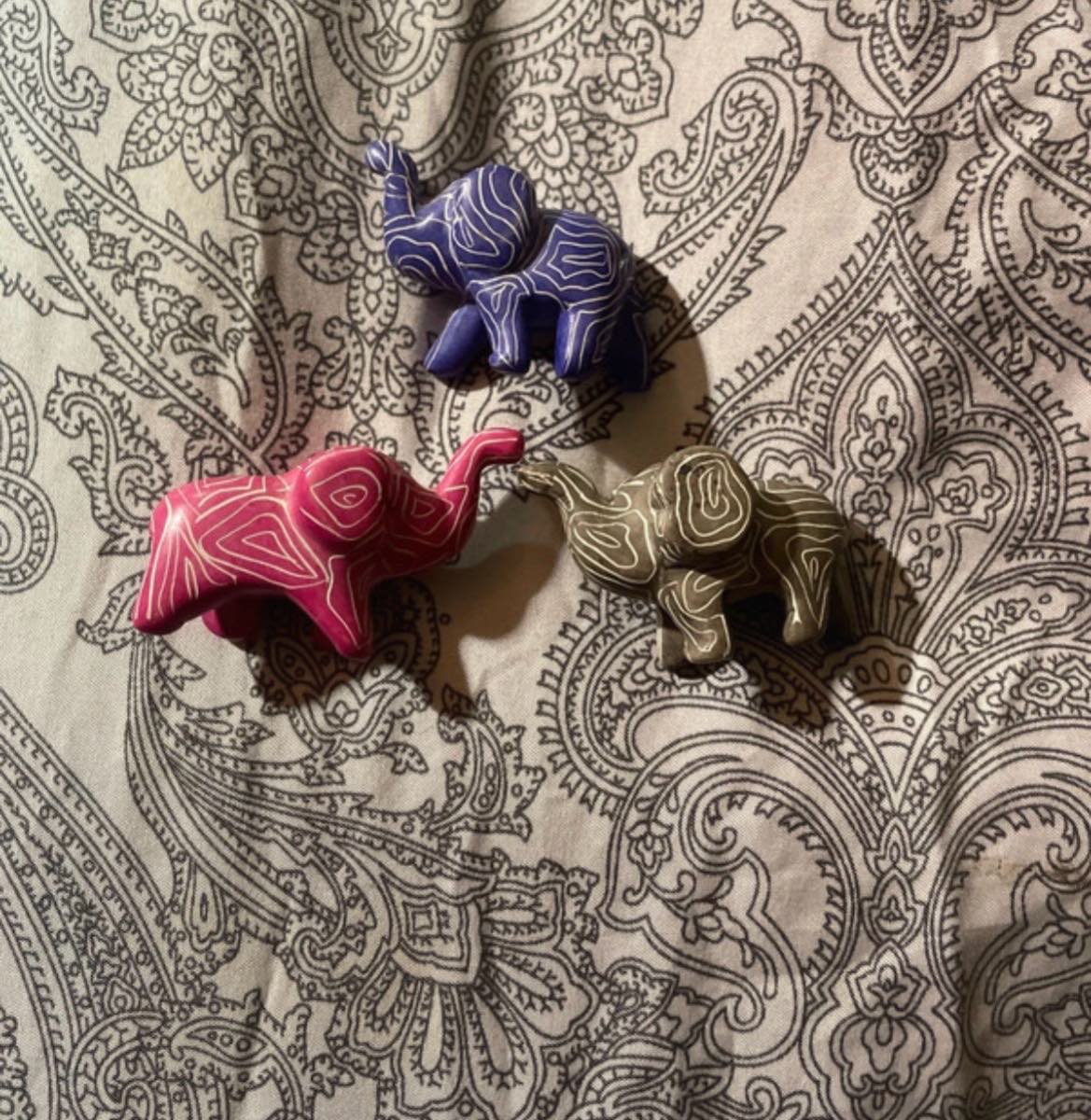 3 Small Elephant Figures