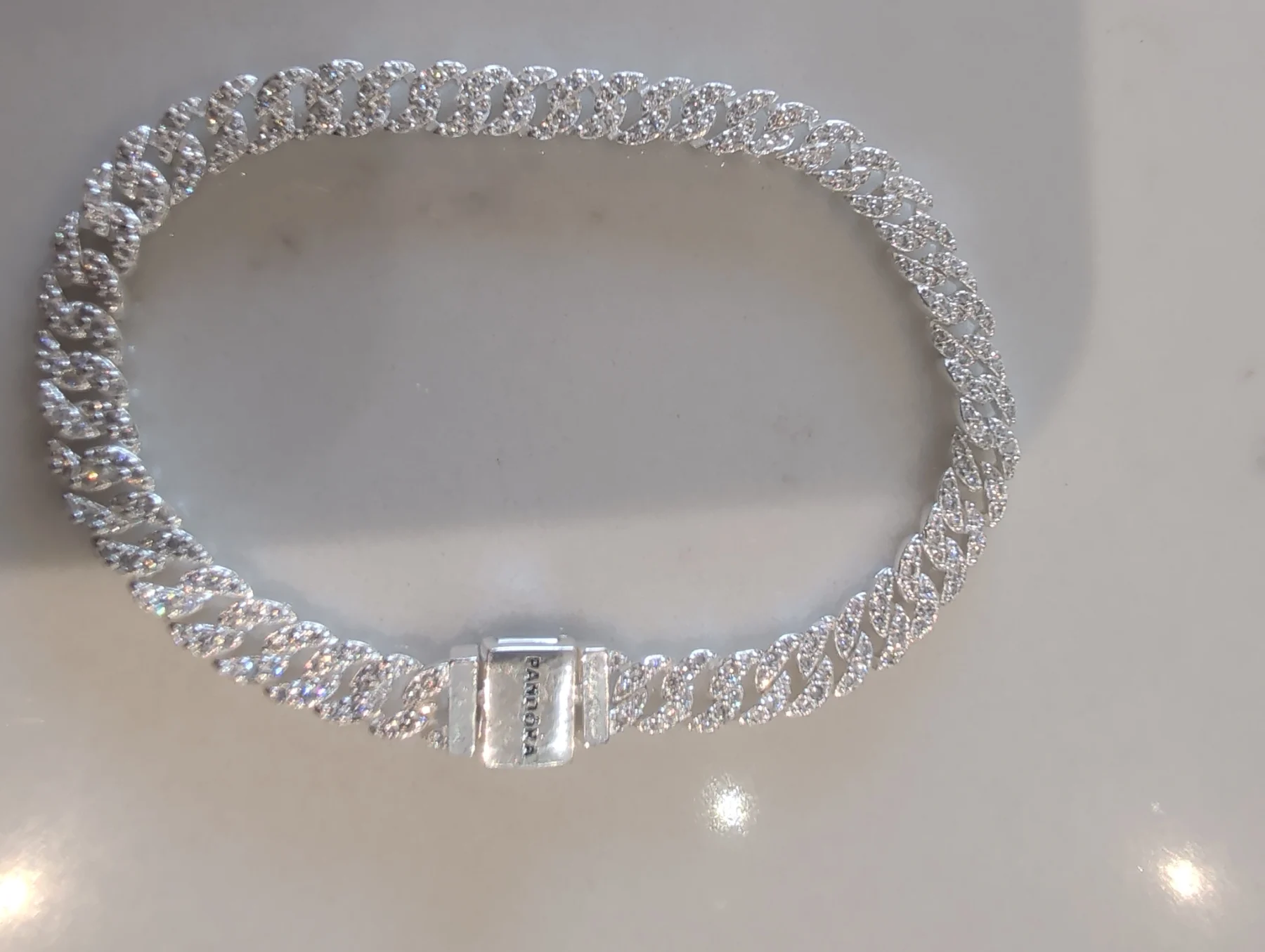 Pandora timeless pave Cuban 19cm bracelet