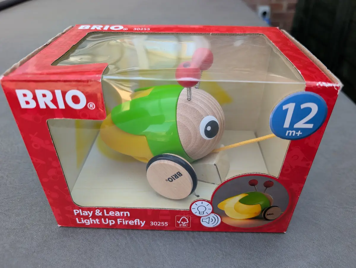 BRIO play & learn wooden pull-along light-up Firefly toy 12m+