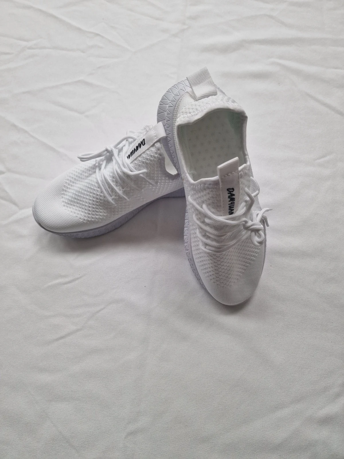 Womens White Knitted Mesh Trainers Running Shoes Comfort Slip On Size UK 6 EU 39