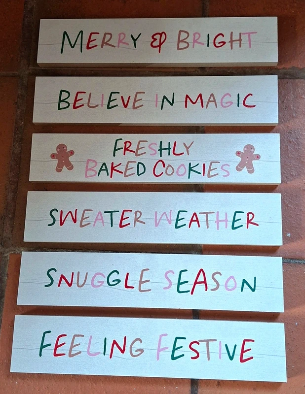 Christmas Wooden Blocks, Set of 6, Festive Decor