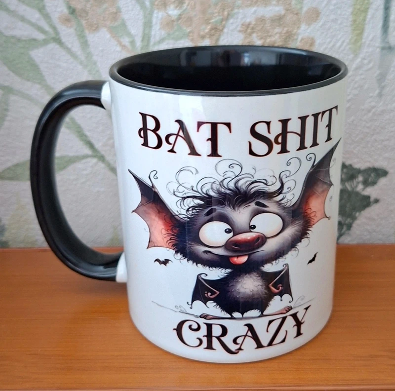 Handmade "Bat Shit Crazy" Novelty Mug – High Quality Orca Coated Coffee Cup
