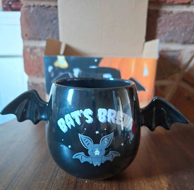 Gothic Bat Mug – "Bat's Brew" Shaped Wings Cup – Halloween Alt Decor Gift