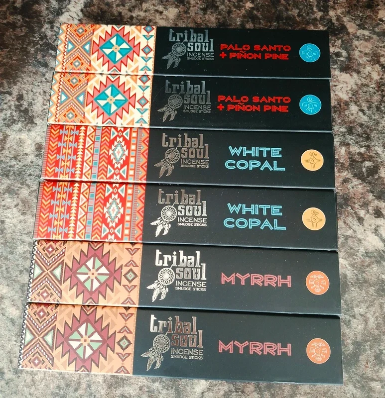 Tribal Soul Incense Sticks Set of 6 Boxes – Palo Santo Copal Myrrh Smudge Sticks