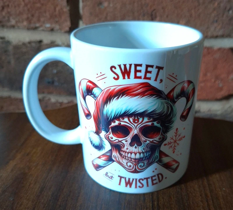 Gothic Christmas Skeleton Mug – "Sweet But Twisted" – Spooky Xmas Holiday Gift