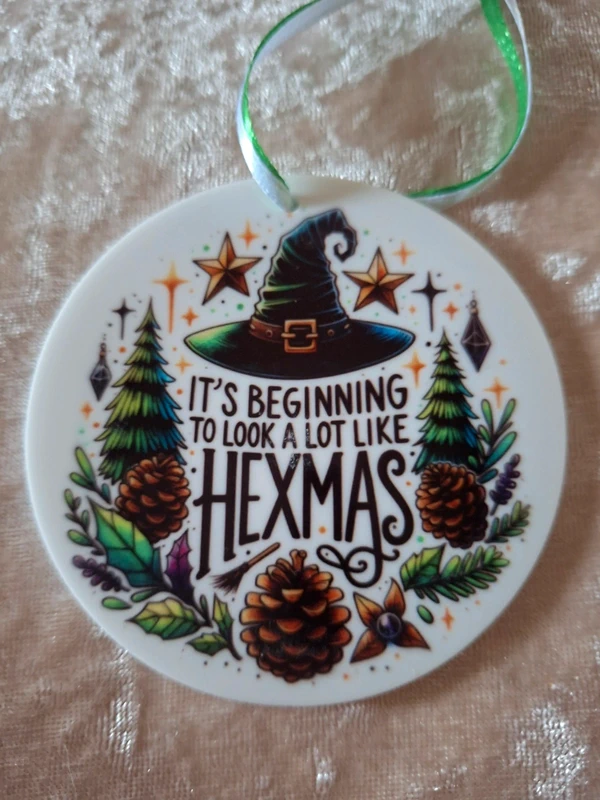 Witchy Christmas Tree Ornament, Alt Home Decor