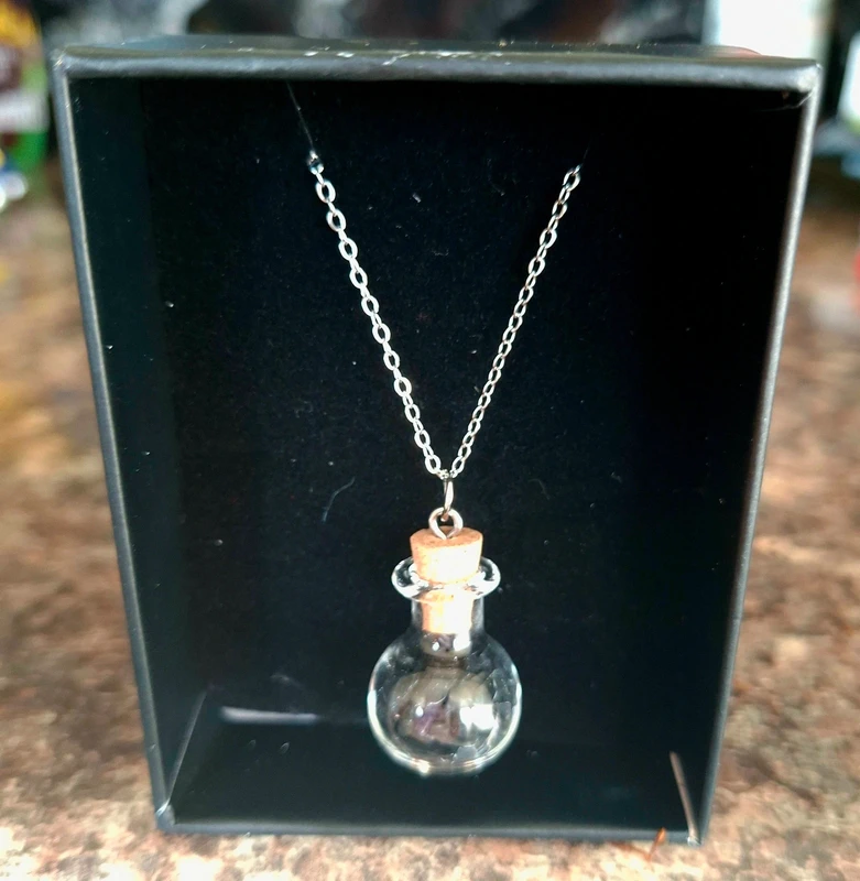 Black Obsidian Crystal Potion Bottle Necklace – Protection Gothic Witchy Jewellery Gift