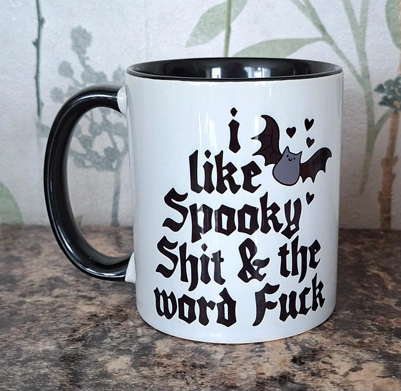 Novelty Gothic Bat Coffee Mug – Funny Alternative Sweary Two Tone Tea Cup