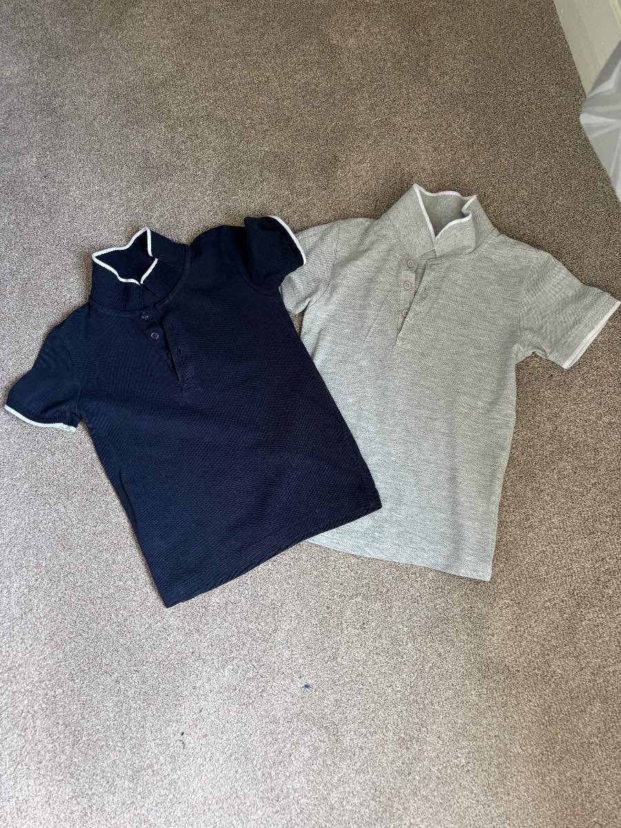 Matalan grey and navy polo shirts age 4/5