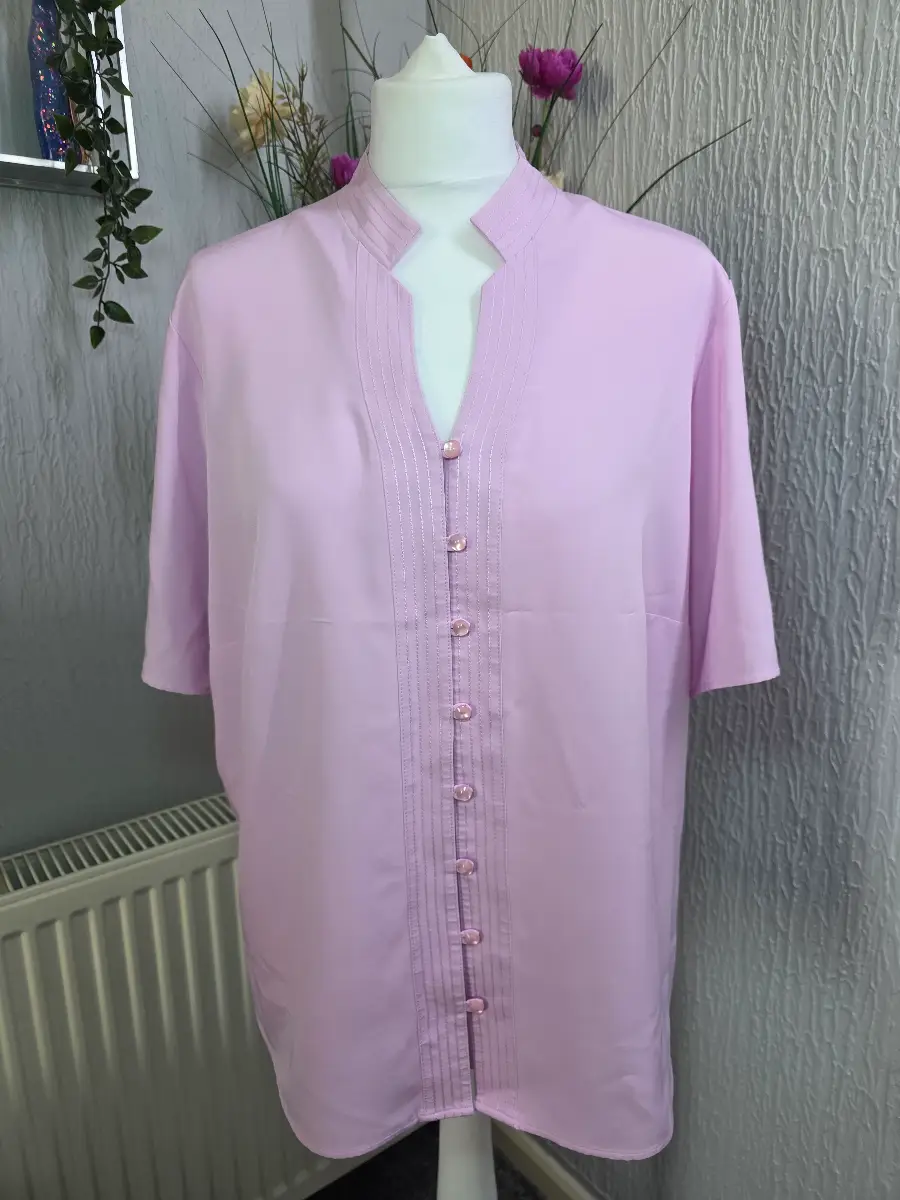 Womens Marks & Spencer Pink Short Sleeve Blouse Top UK 20   W277