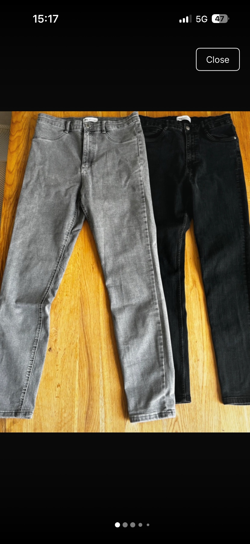 2 pairs of Zara Skinny Jeans - Black & grey - size EUR 40