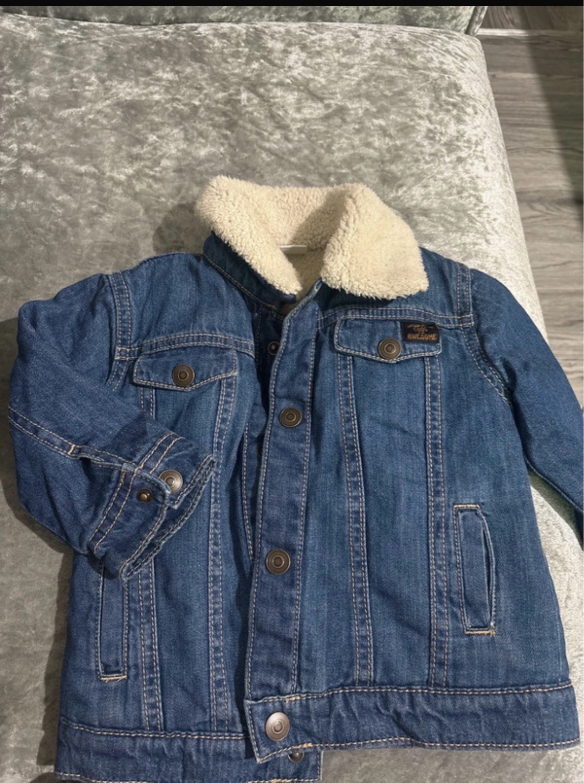 Baby F&F Sherpa‑Lined Denim Jacket •