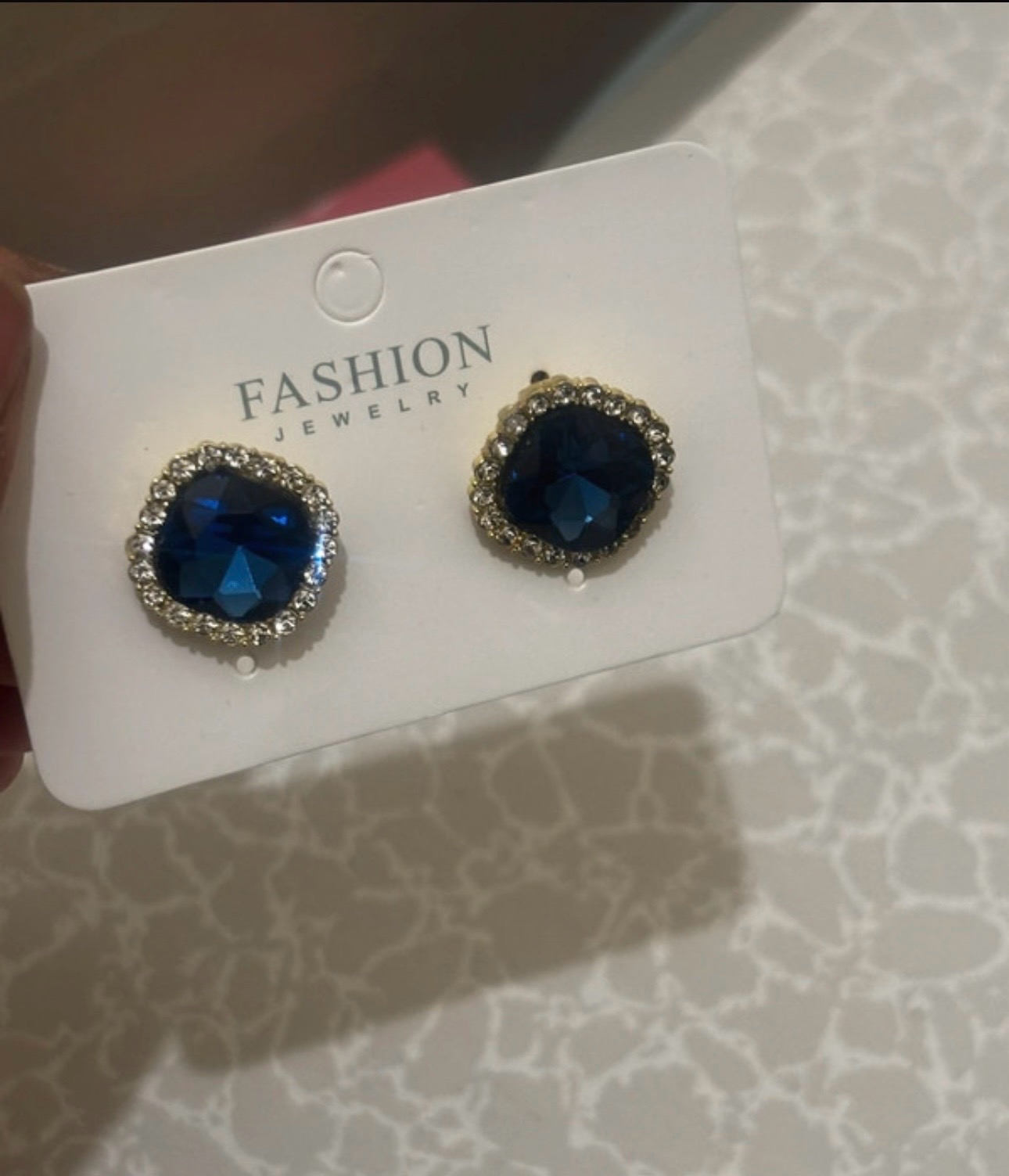 Sapphire‑Blue Halo Stud Earrings