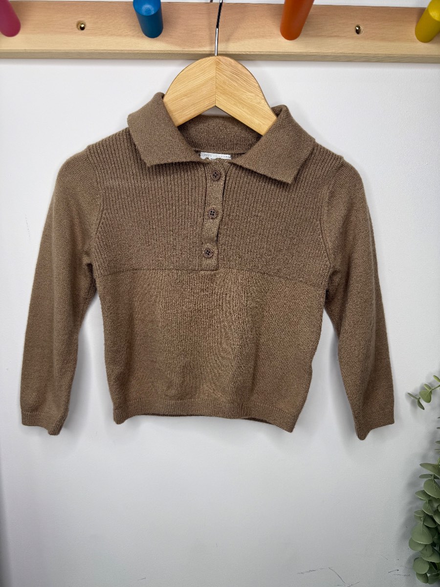 F&F baby boys brown long sleeved polo- 9-12 months
