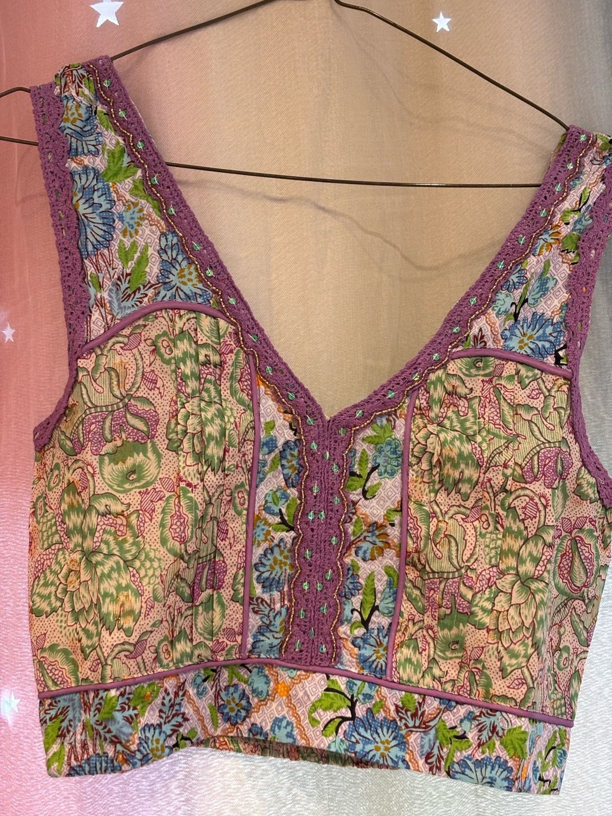 Handmade vintage-inspired floral top