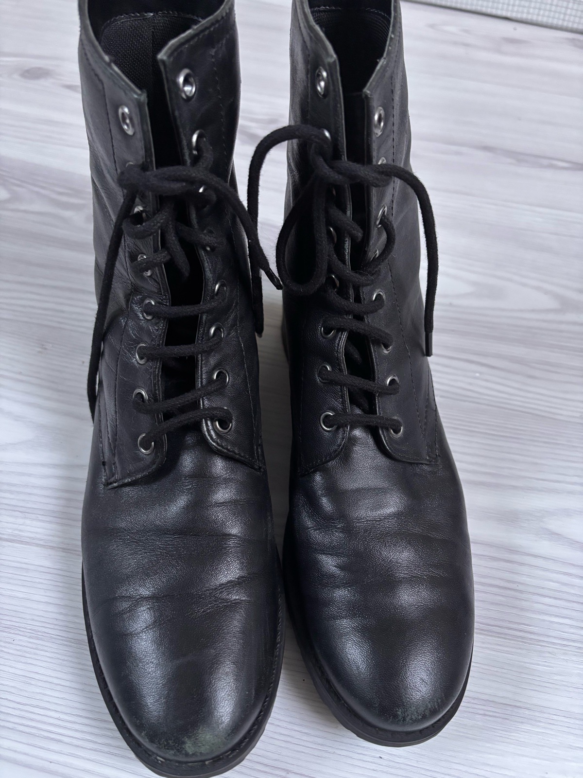 Firetrap Black Leather Lace Up Ankle Boots