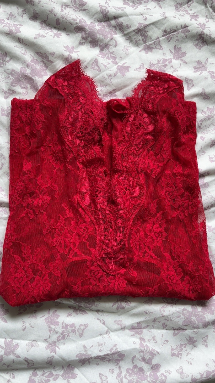 La Senza Vintage Red Lace Maxi Slip Dress