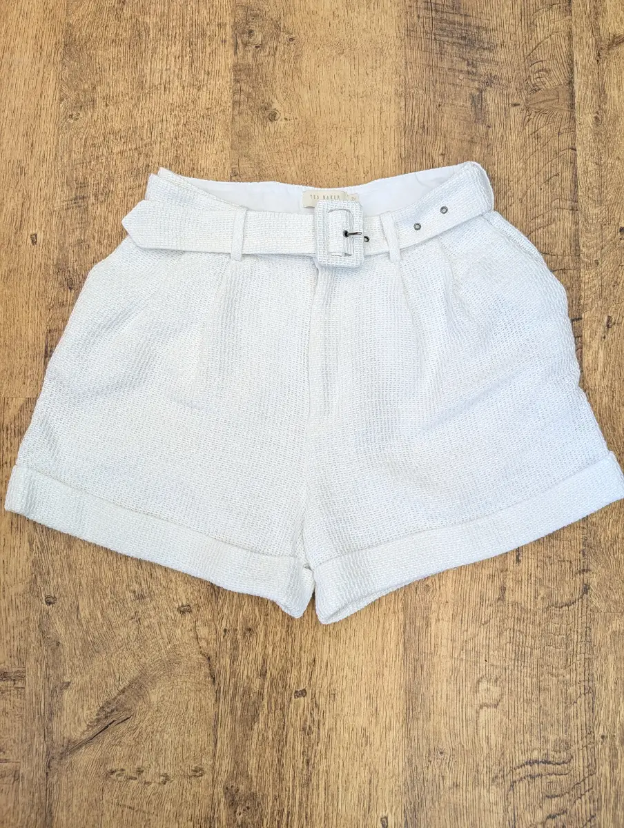 Ted Baker white belted textured shorts size 2 / UK 10 RRP £100