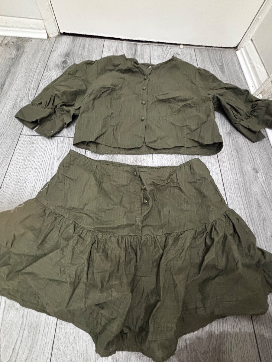 Khaki Co ord skirt and shirt