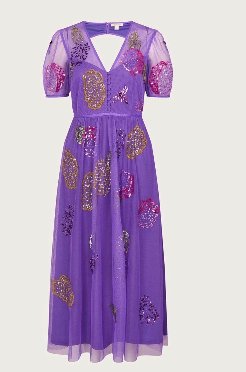 Diana embellished tea dress purple