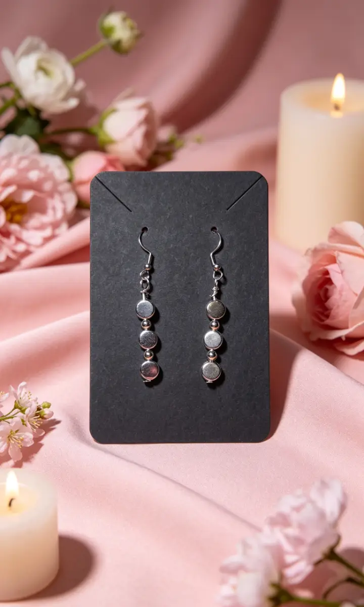Silver chrome drop earrings
