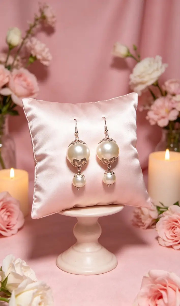 2-tier pearl drop earrings