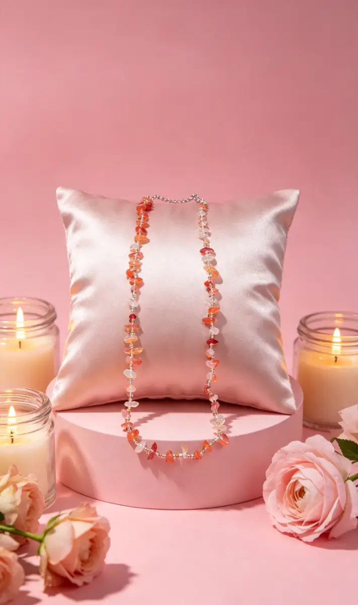 Amber stone bead long necklace