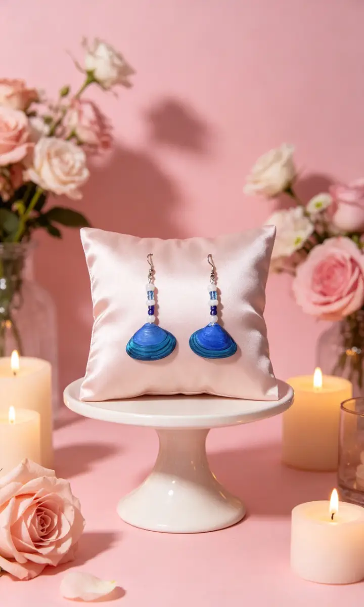 Blue shell earrings