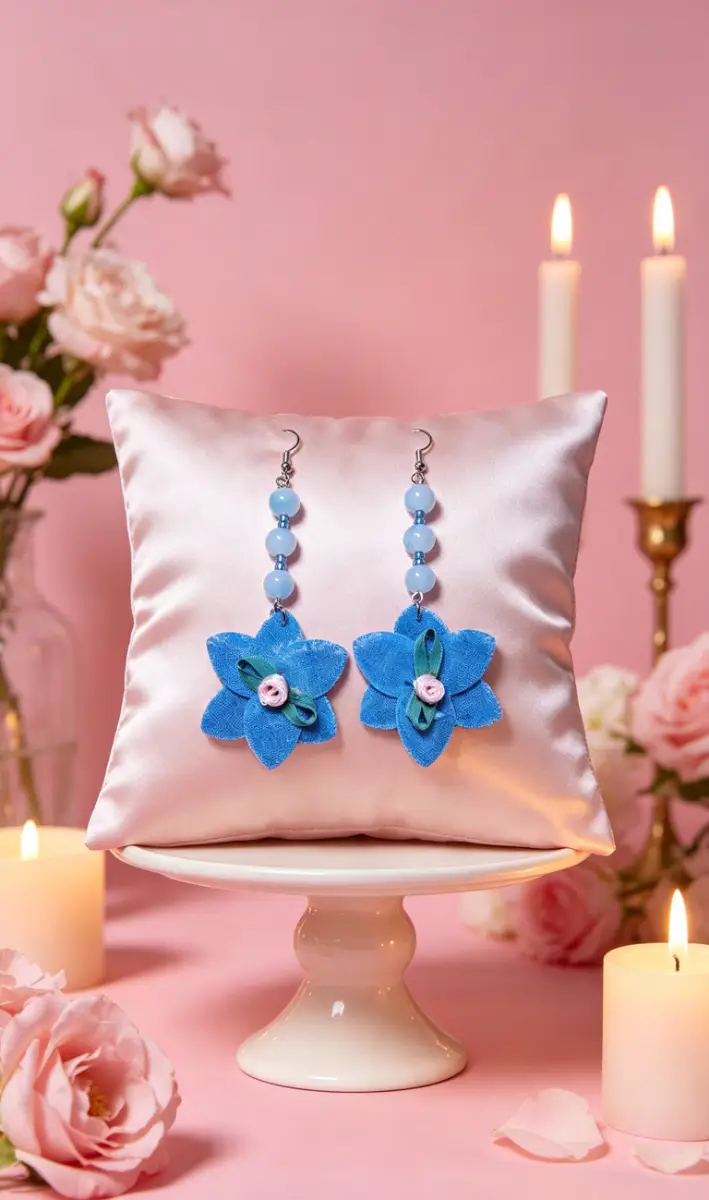 Blue flower earrings