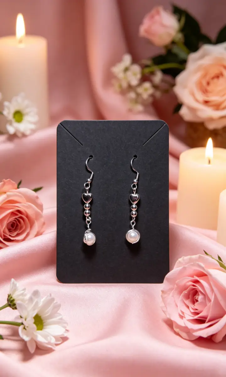 Heart drop with pearl earrings