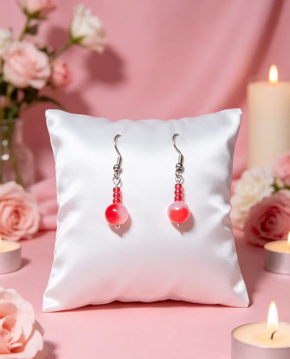Red dangle earrings