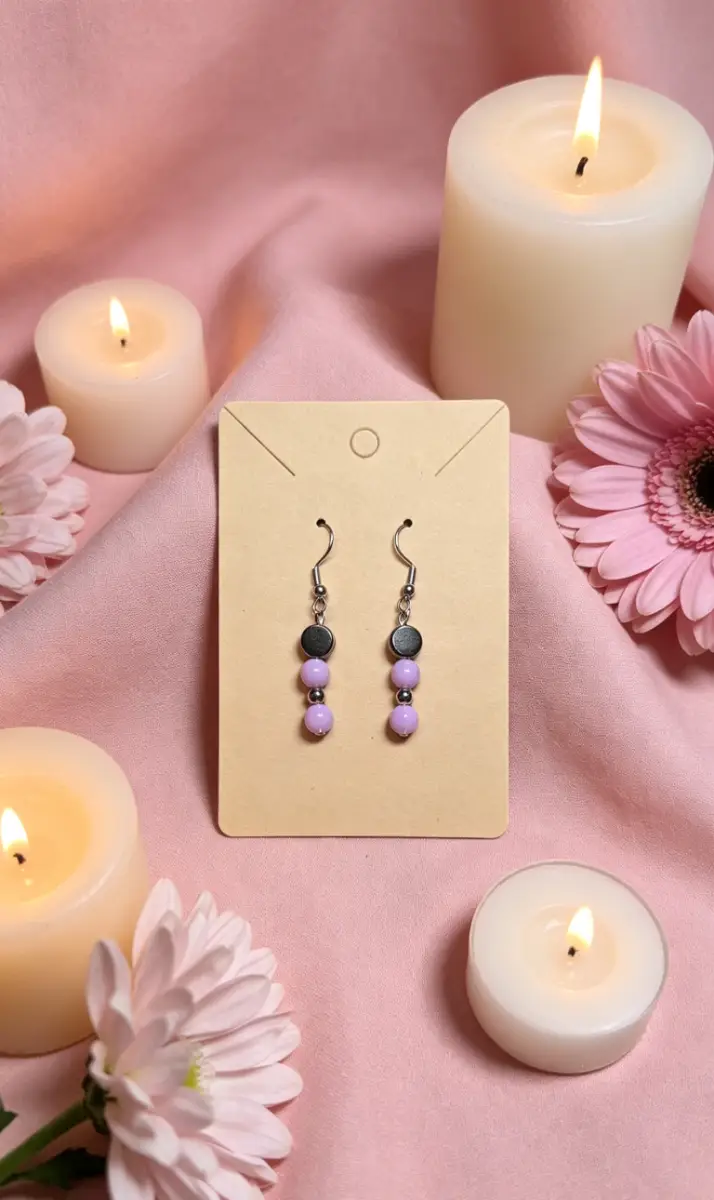 Chrome and purple earrings