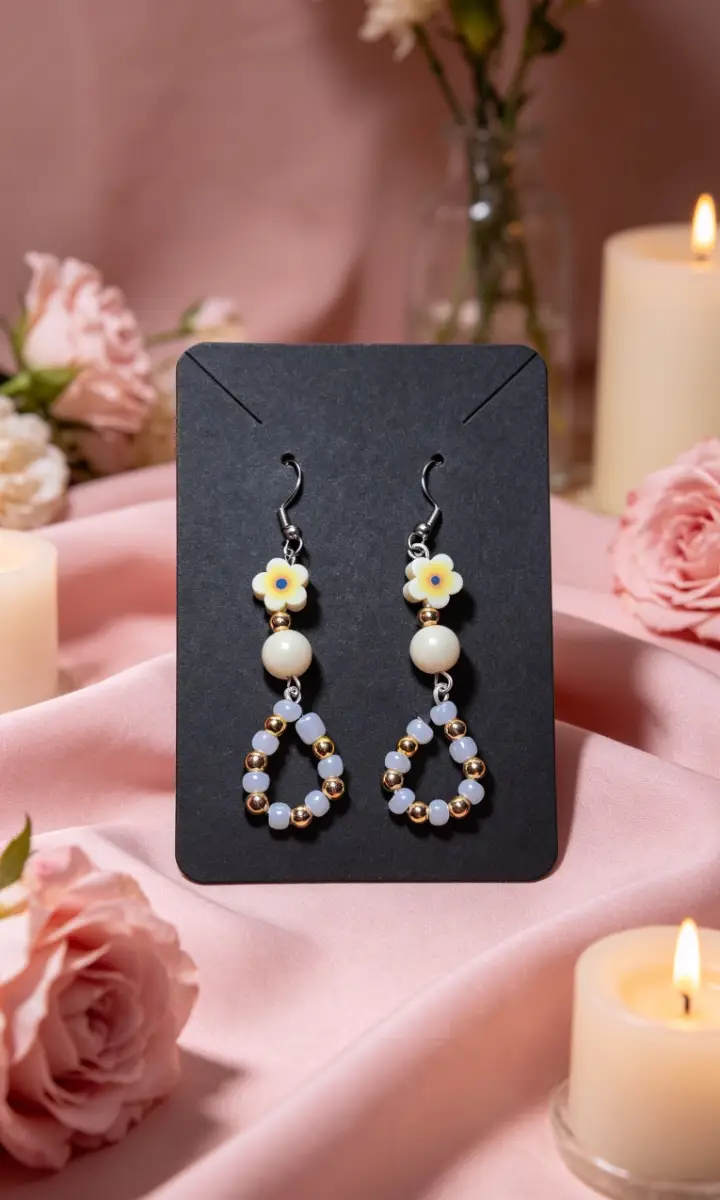Yellow hoop drop earrings