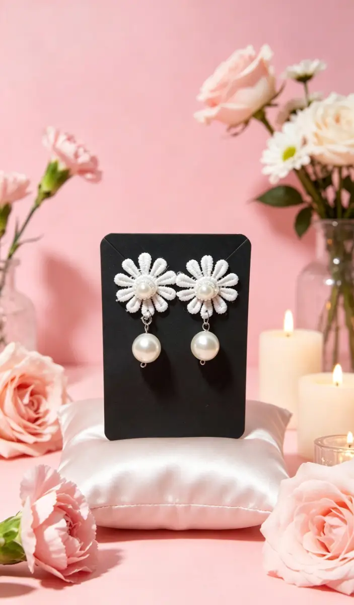 White flowers with pearl drops