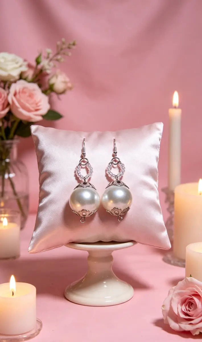 Pearl small hoop drop earrings