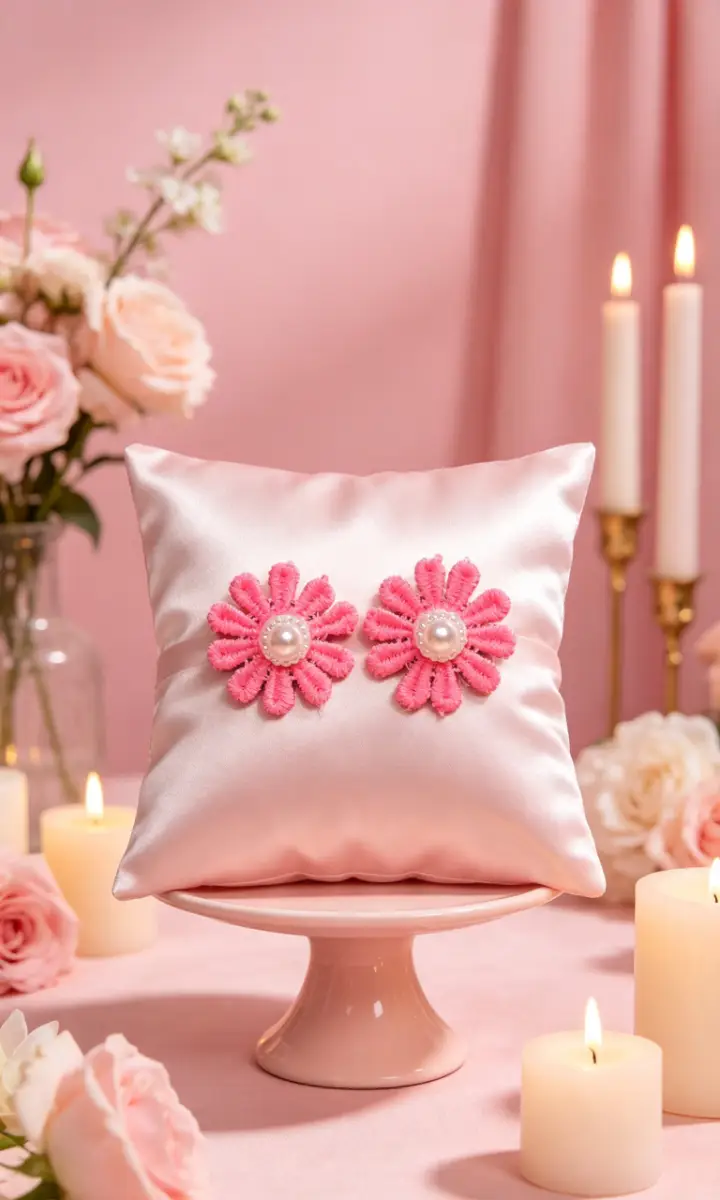 Pink flower stud earrings