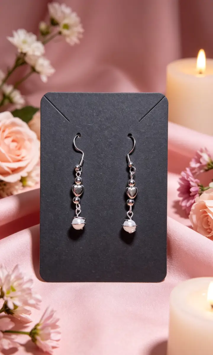 Silver and wrapped pearl earrings