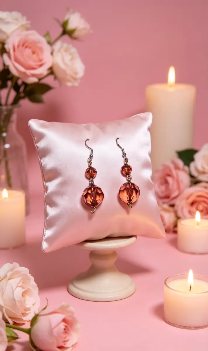Brown two-tier bead earrings