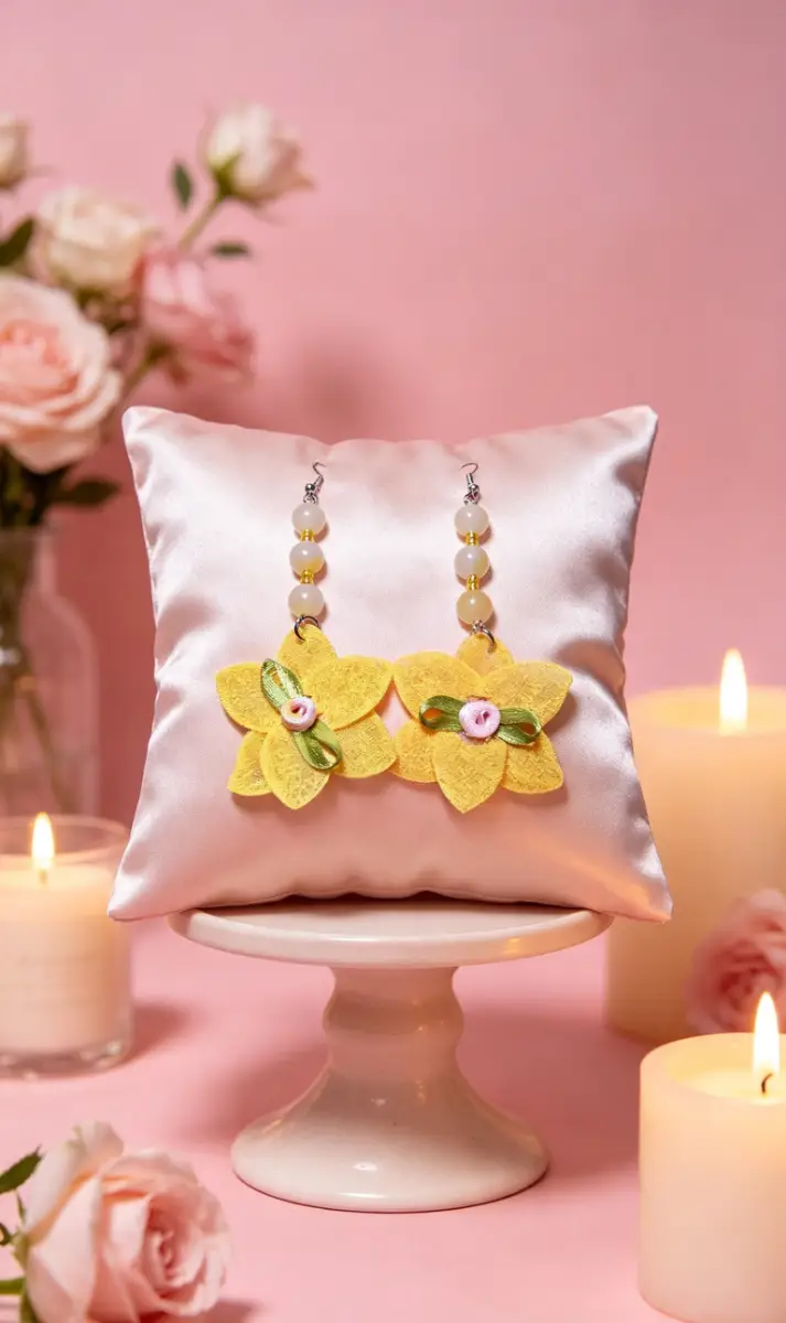Yellow flower earrings