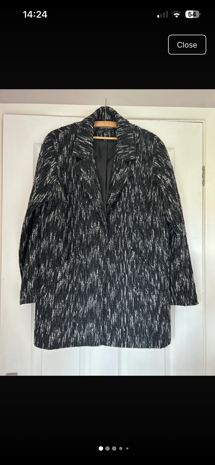 Miss Selfridge monochrome wool effect tailored double breasted coat UK 12 Tweed