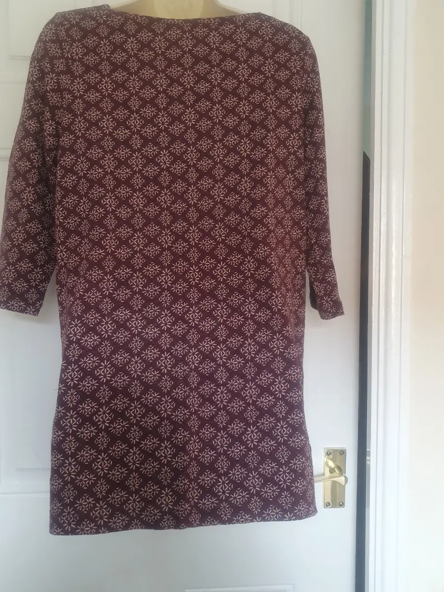 Fat face burgundy multi coloured tunic dress size 10